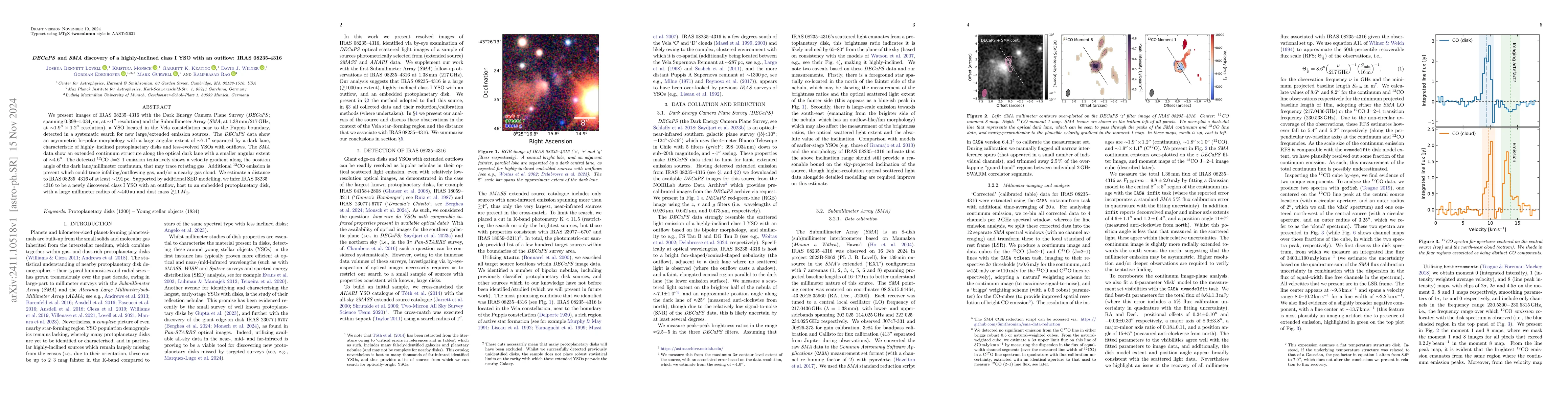Thumbnail for DECaPS and SMA discovery of a highly-inclined class I YSO with an
  outflow: IRAS 08235-4316