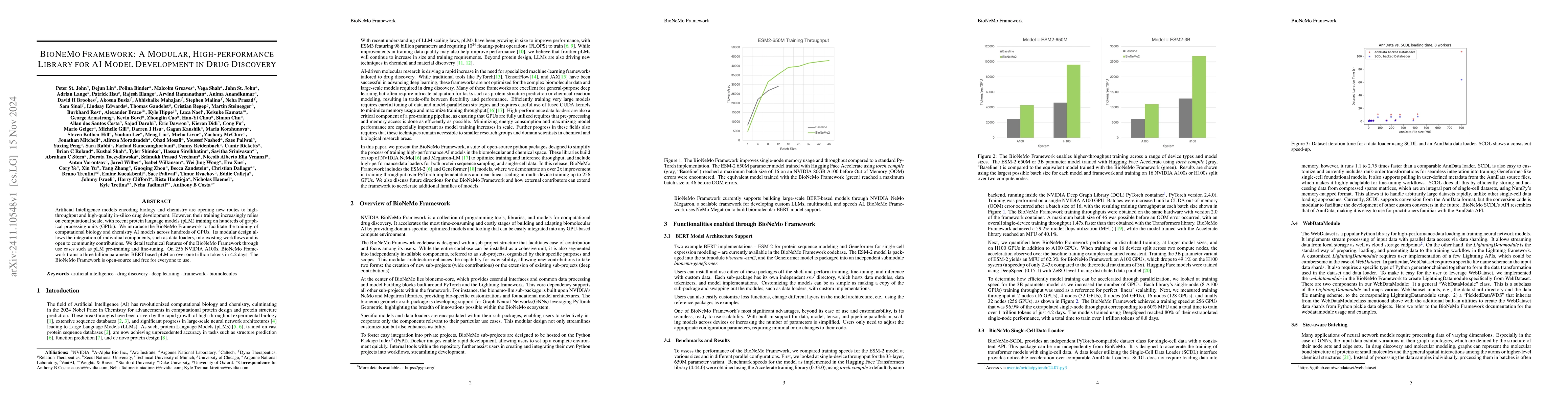 Thumbnail for BioNeMo Framework: a modular, high-performance library for AI model
  development in drug discovery