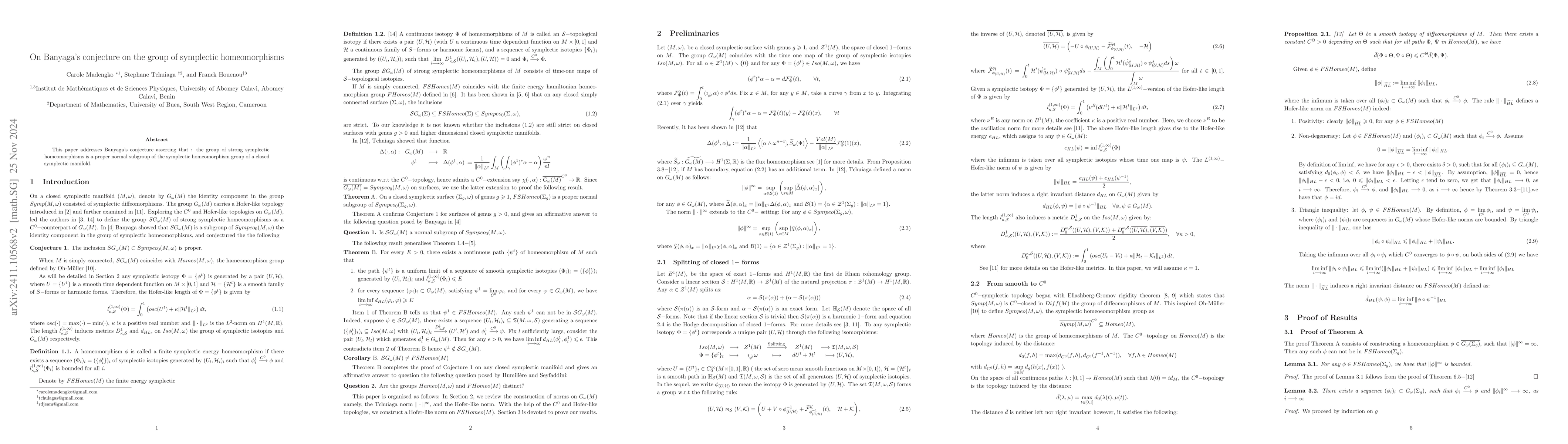 Thumbnail for On Banyaga's conjecture on the group of symplectic homeomorphisms