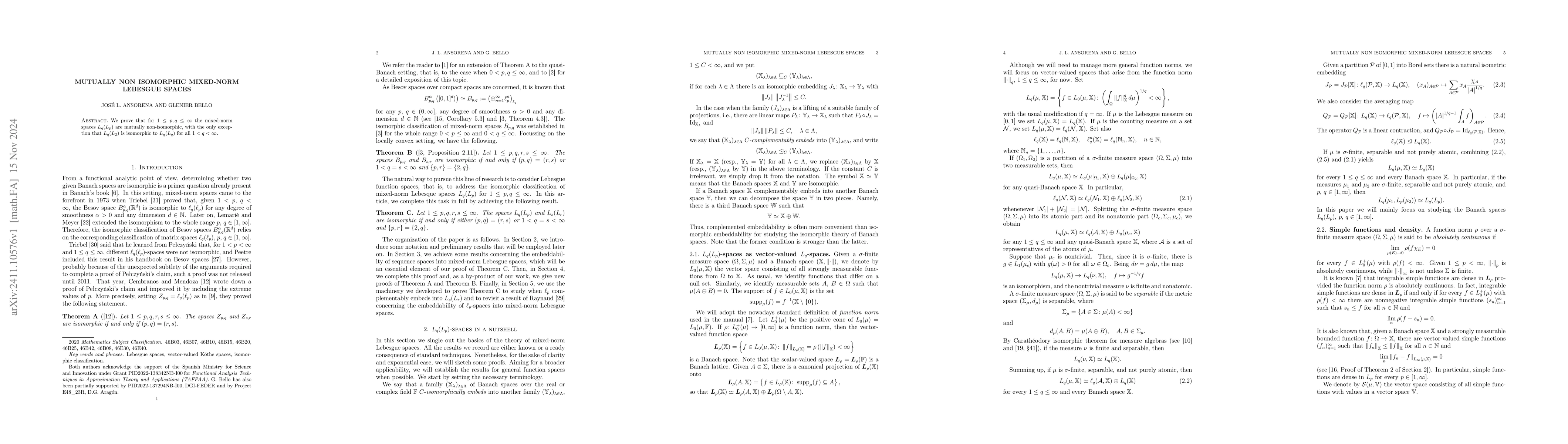 Thumbnail for Mutually non isomorphic mixed-norm Lebesgue spaces