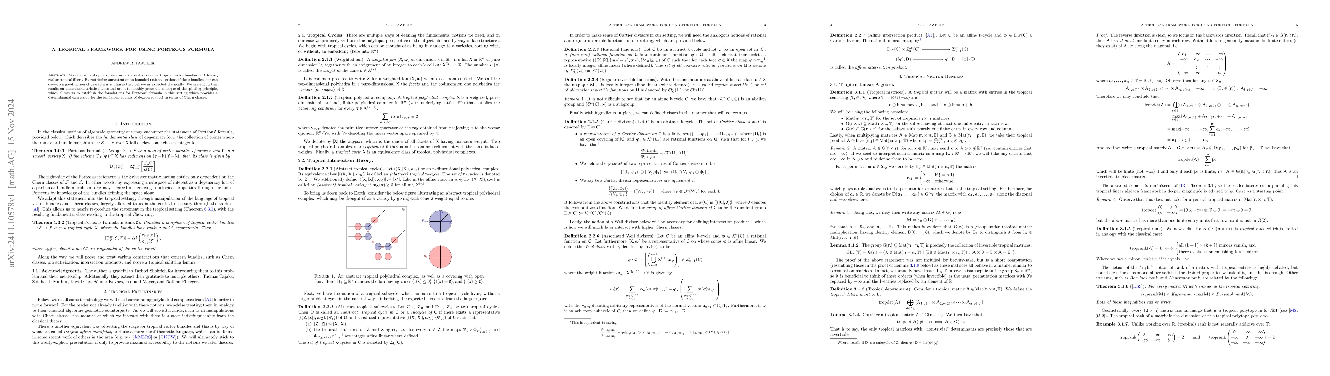 Thumbnail for A tropical framework for using Porteous formula