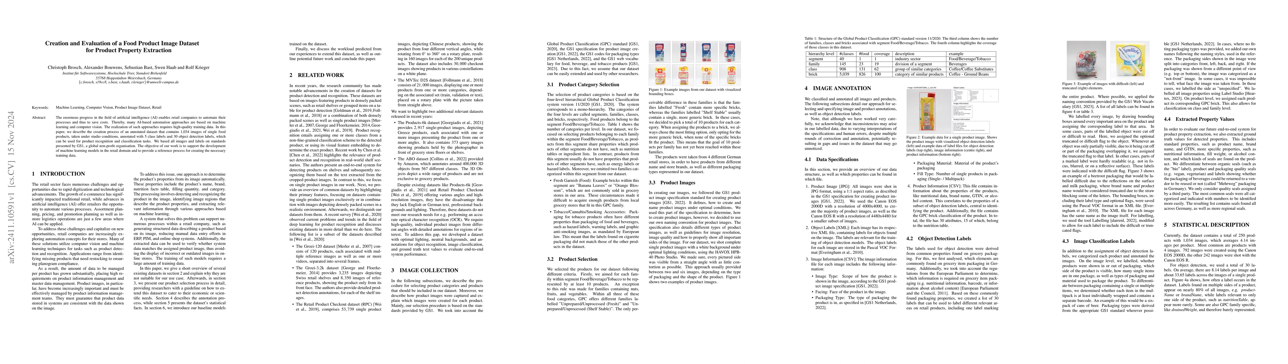Thumbnail for Creation and Evaluation of a Food Product Image Dataset for Product
  Property Extraction
