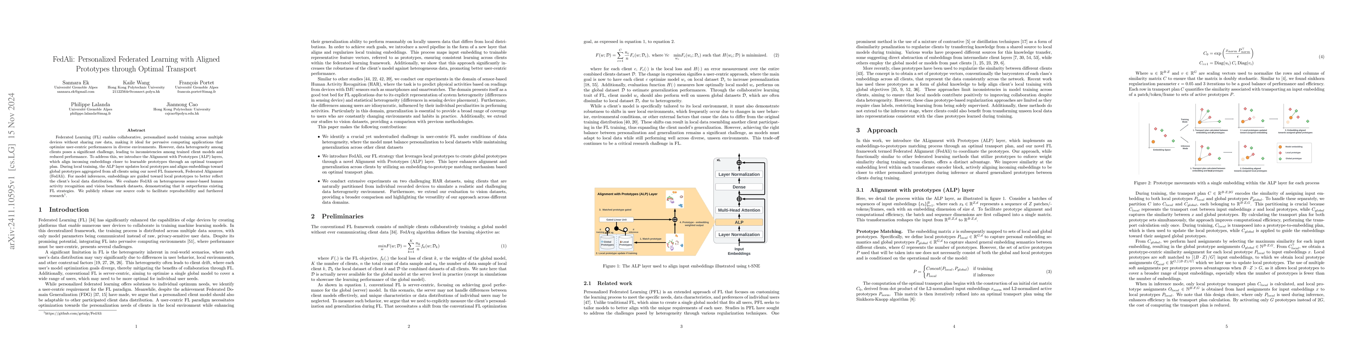 Thumbnail for FedAli: Personalized Federated Learning with Aligned Prototypes through
  Optimal Transport