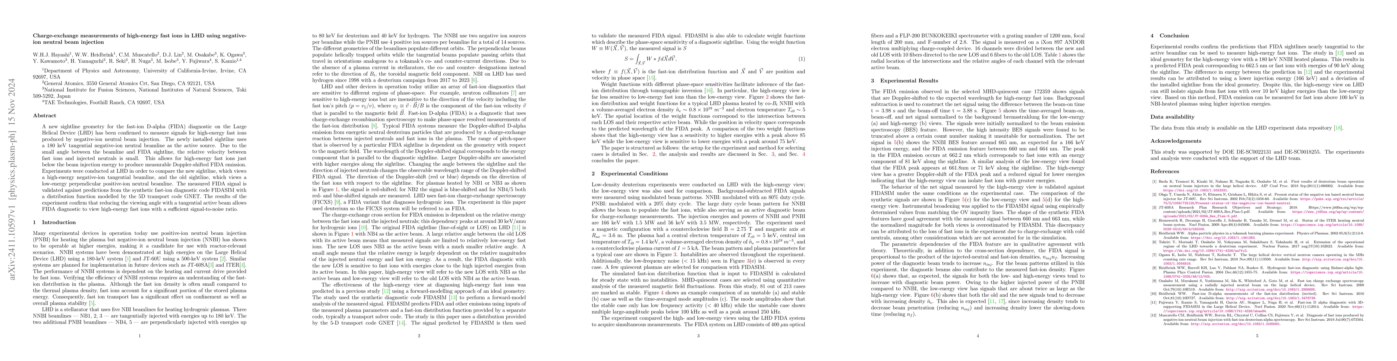 Thumbnail for Charge-exchange measurements of high-energy fast ions in LHD using
  negative-ion neutral beam injection