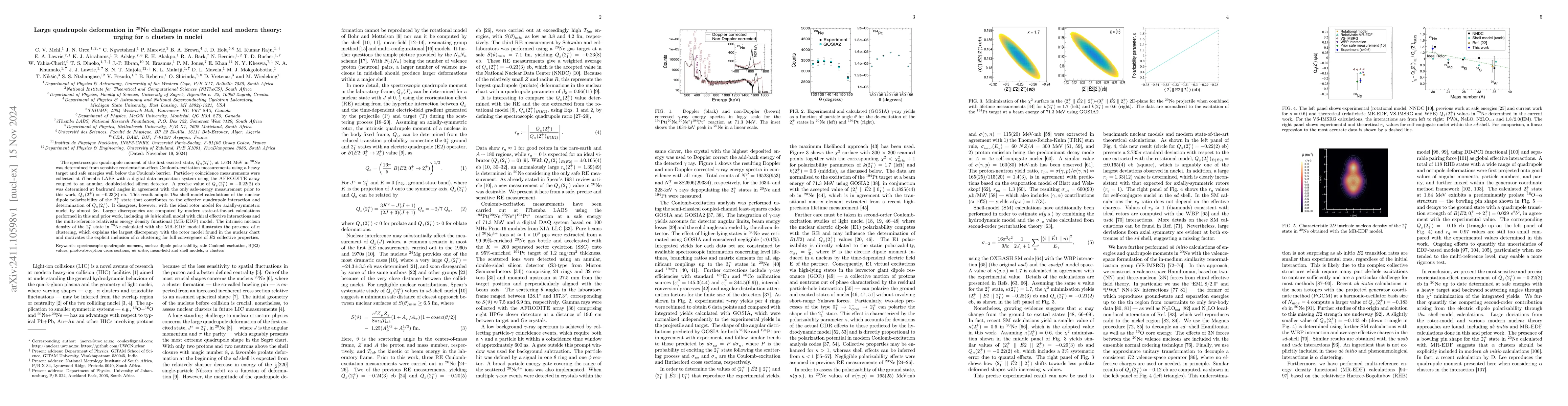 Thumbnail for Large quadrupole deformation in $^{20}$Ne challenges rotor model and
  modern theory: urging for $α$ clusters in nuclei