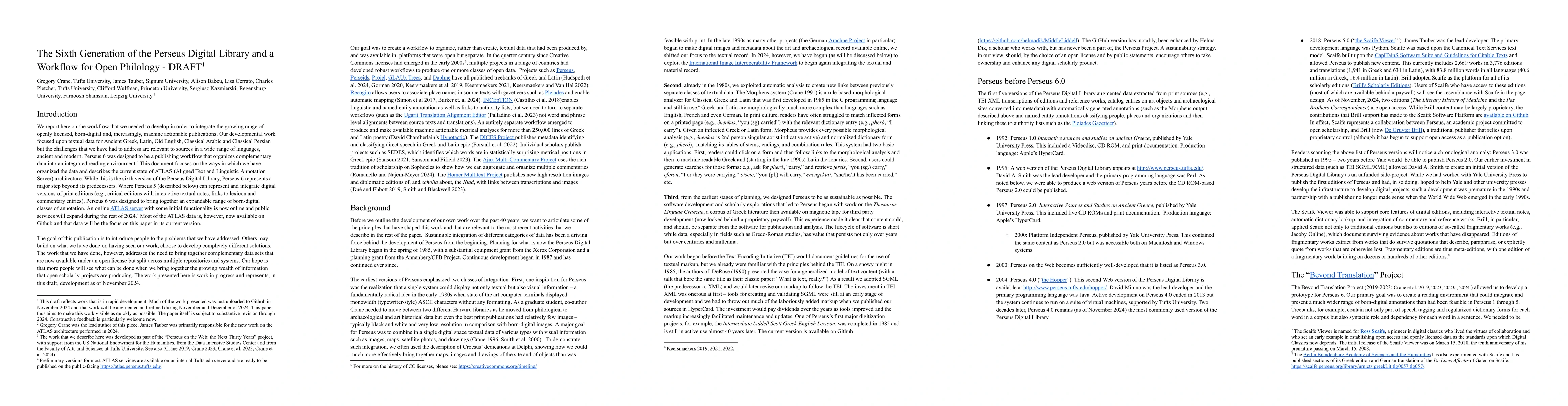 Thumbnail for The Sixth Generation of the Perseus Digital Library and a Workflow for
  Open Philology -- DRAFT