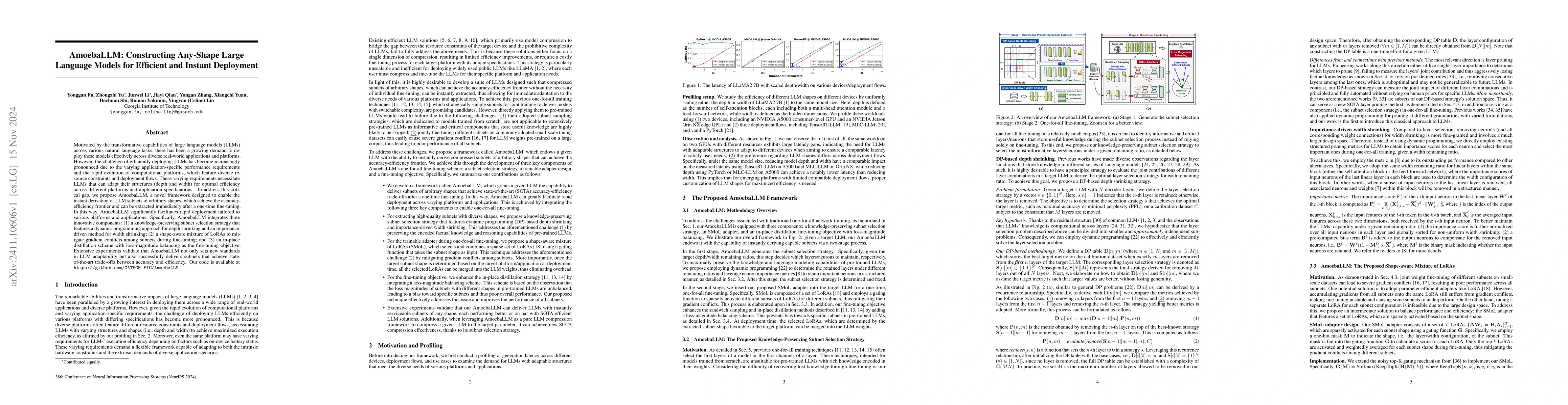 Thumbnail for AmoebaLLM: Constructing Any-Shape Large Language Models for Efficient
  and Instant Deployment