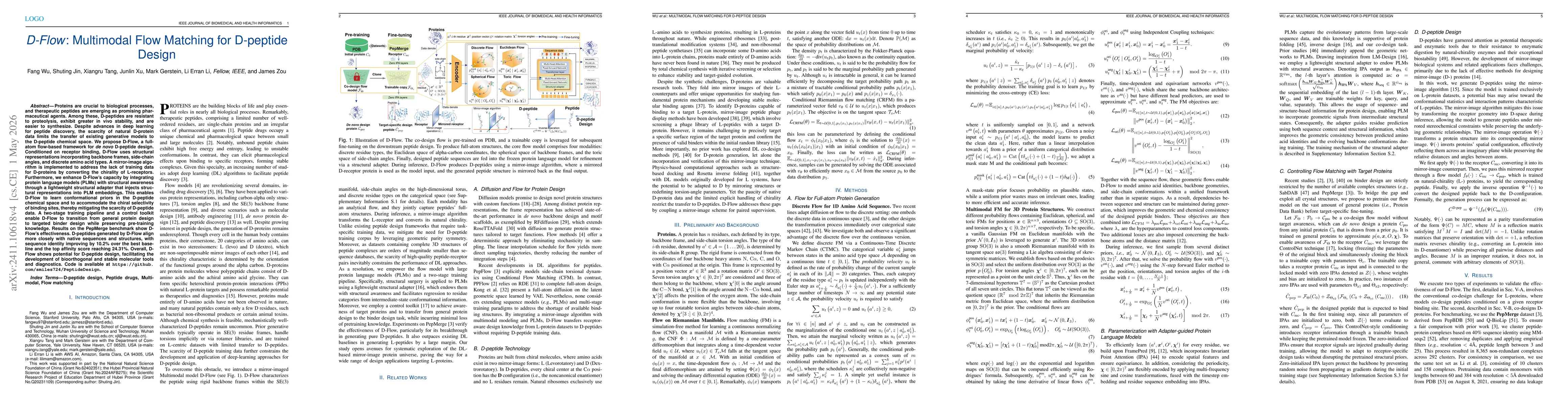 Thumbnail for D-Flow: Multi-modality Flow Matching for D-peptide Design