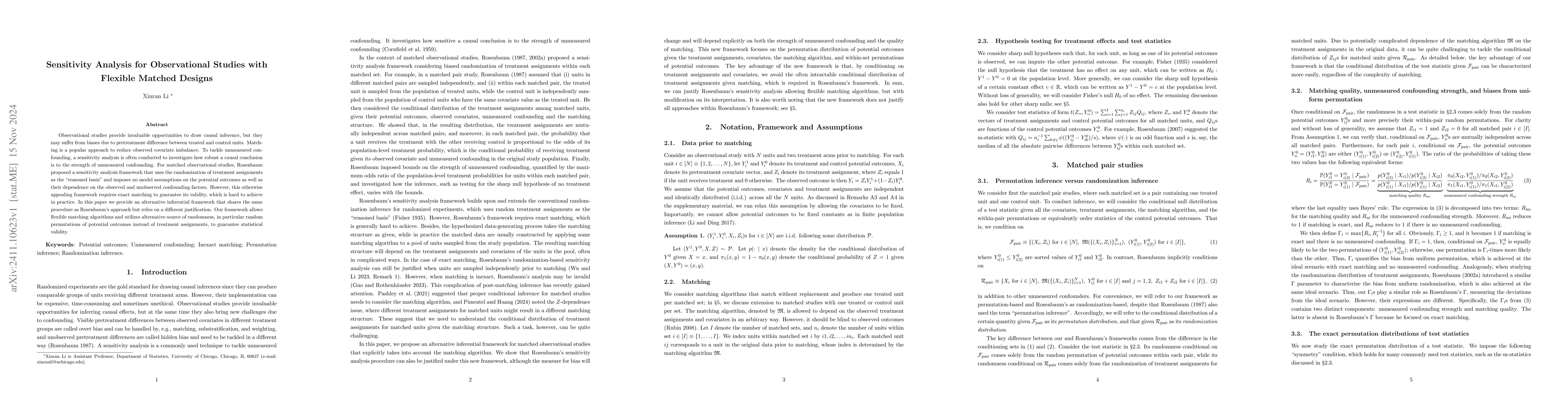 Thumbnail for Sensitivity Analysis for Observational Studies with Flexible Matched
  Designs