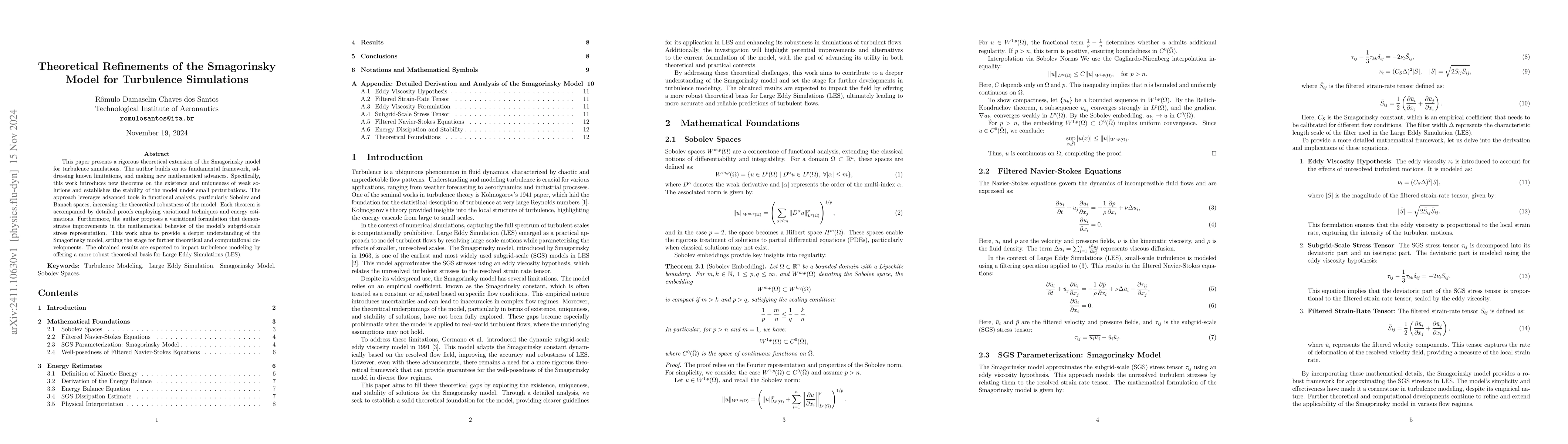 Thumbnail for Theoretical Refinements of the Smagorinsky Model for Turbulence
  Simulations