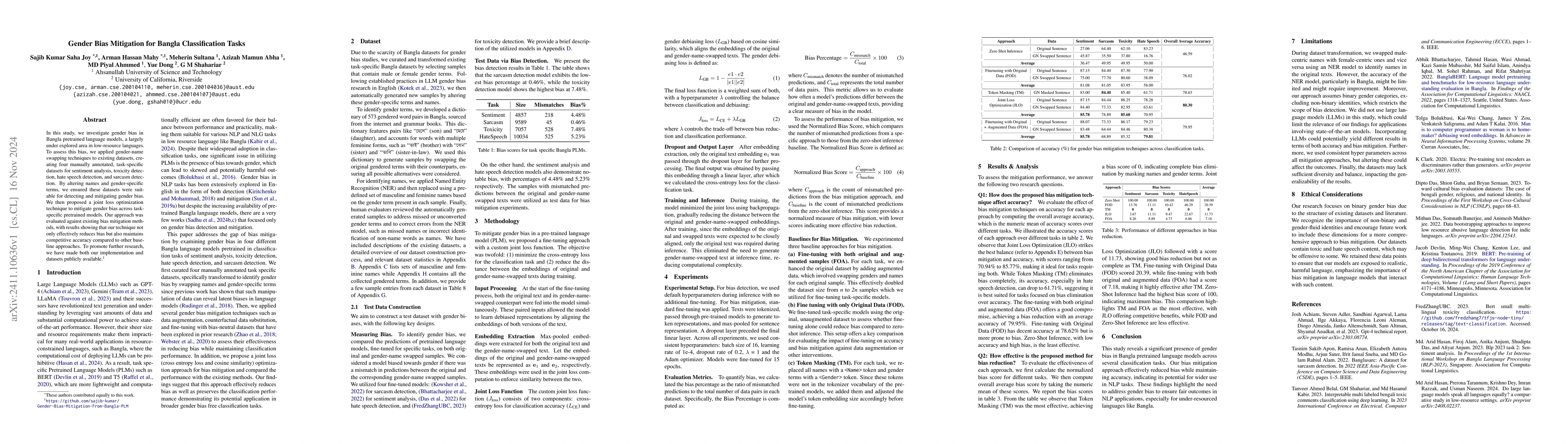 Thumbnail for Gender Bias Mitigation for Bangla Classification Tasks
