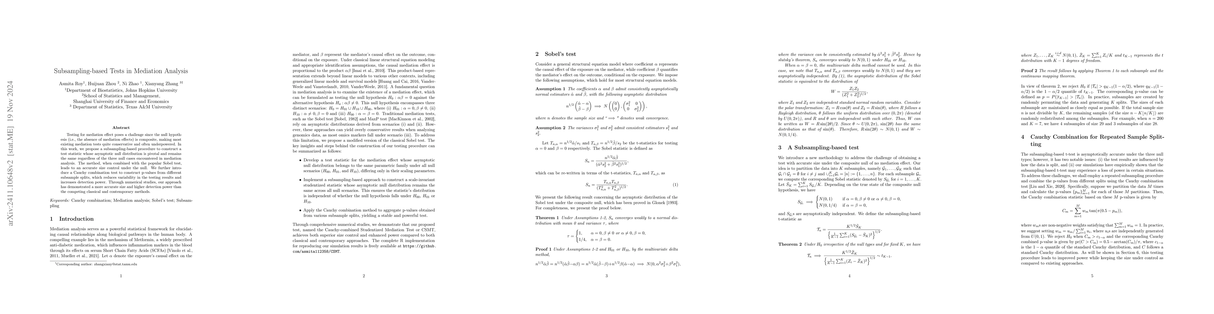 Thumbnail for Subsampling-based Tests in Mediation Analysis
