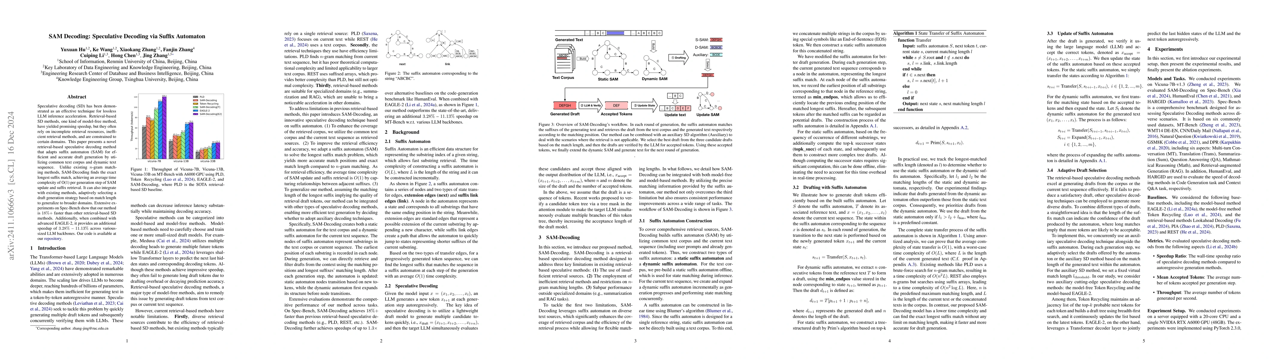 Thumbnail for SAM Decoding: Speculative Decoding via Suffix Automaton