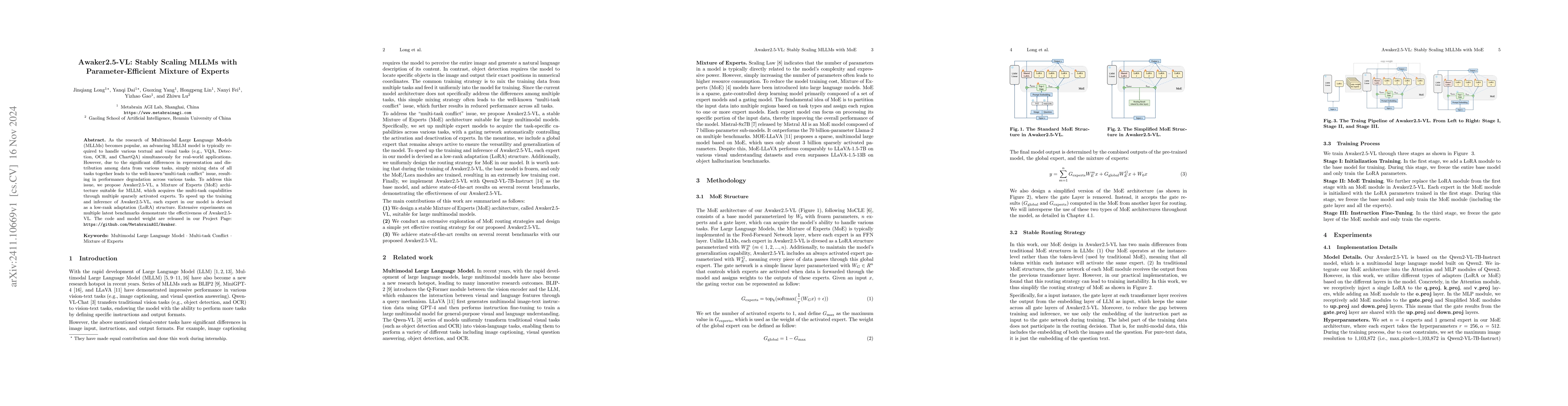 Thumbnail for Awaker2.5-VL: Stably Scaling MLLMs with Parameter-Efficient Mixture of
  Experts