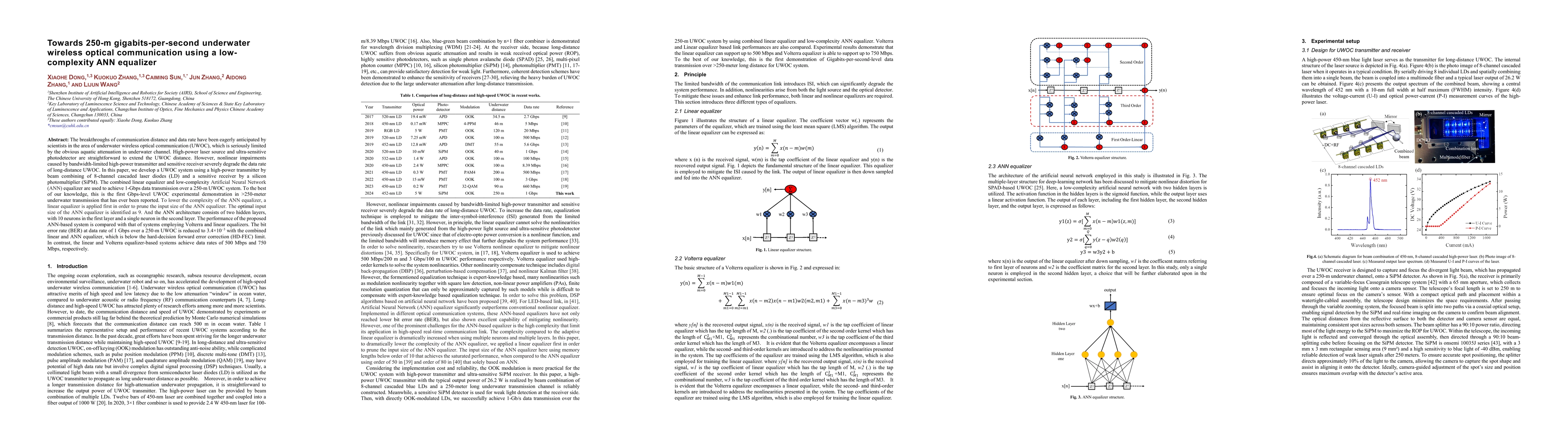 Thumbnail for Towards 250-m gigabits-per-second underwater wireless optical
  communication using a low-complexity ANN equalizer