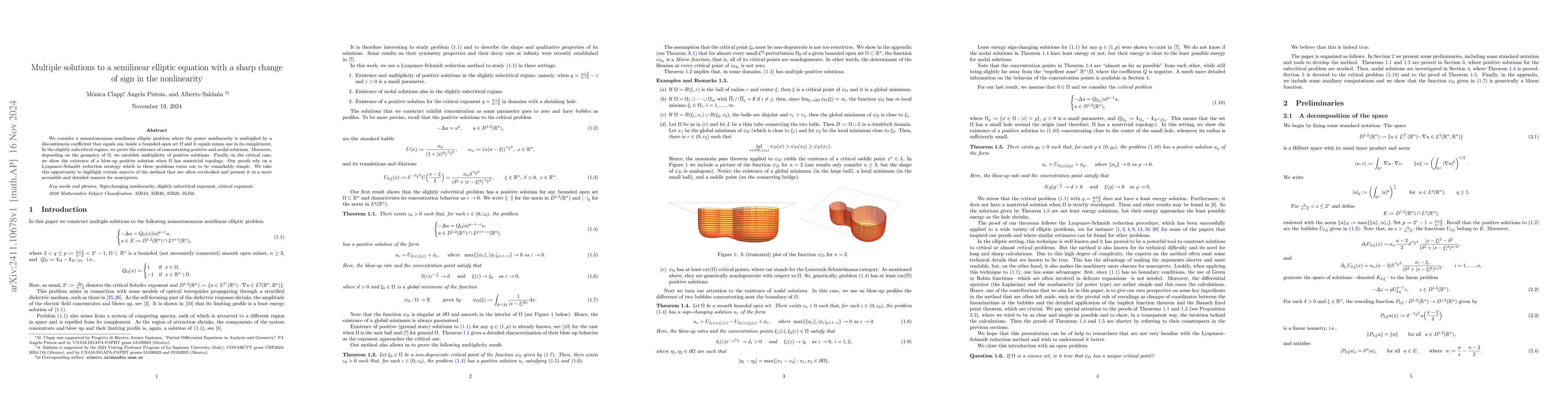 Thumbnail for Multiple solutions to a semilinear elliptic equation with a sharp change
  of sign in the nonlinearity