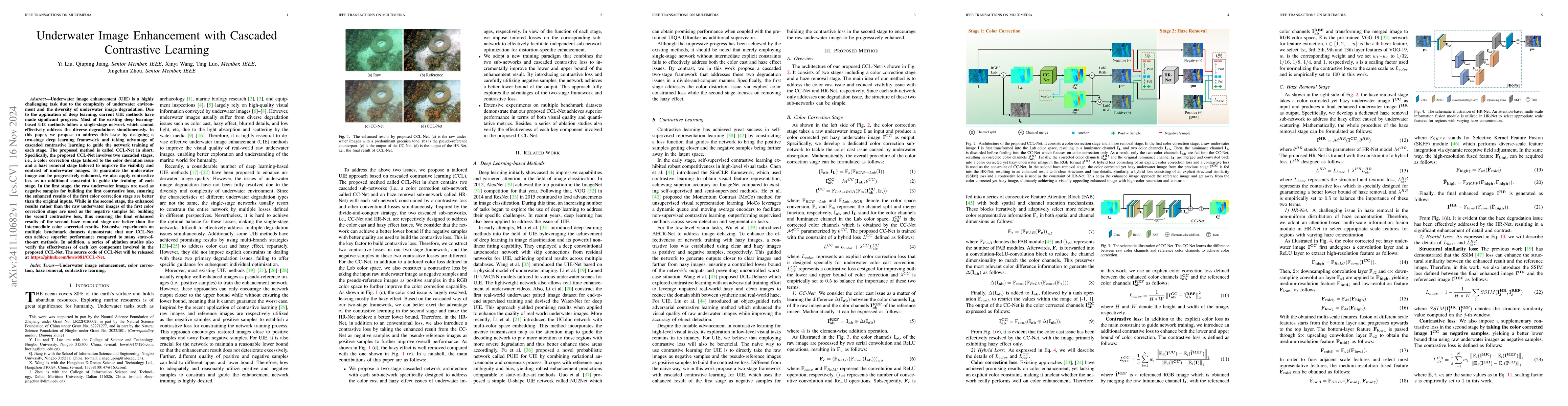 Thumbnail for Underwater Image Enhancement with Cascaded Contrastive Learning