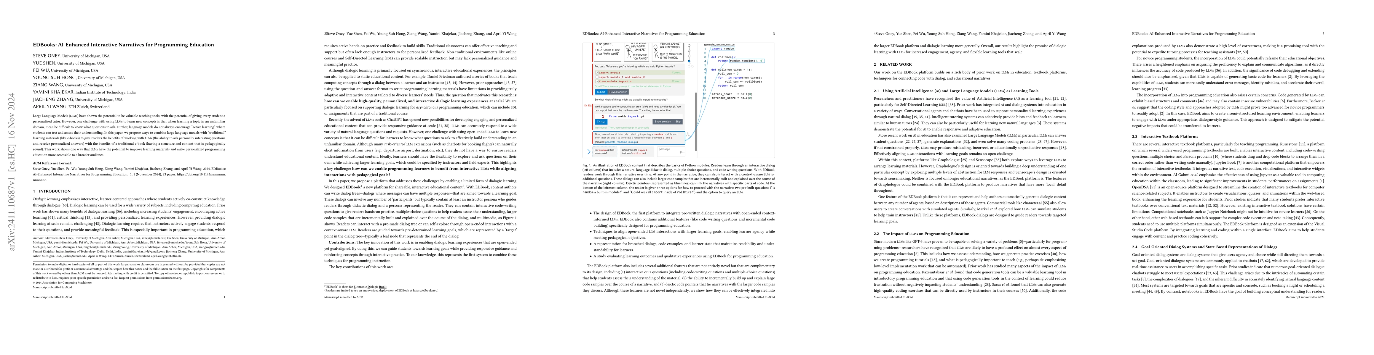 Thumbnail for EDBooks: AI-Enhanced Interactive Narratives for Programming Education