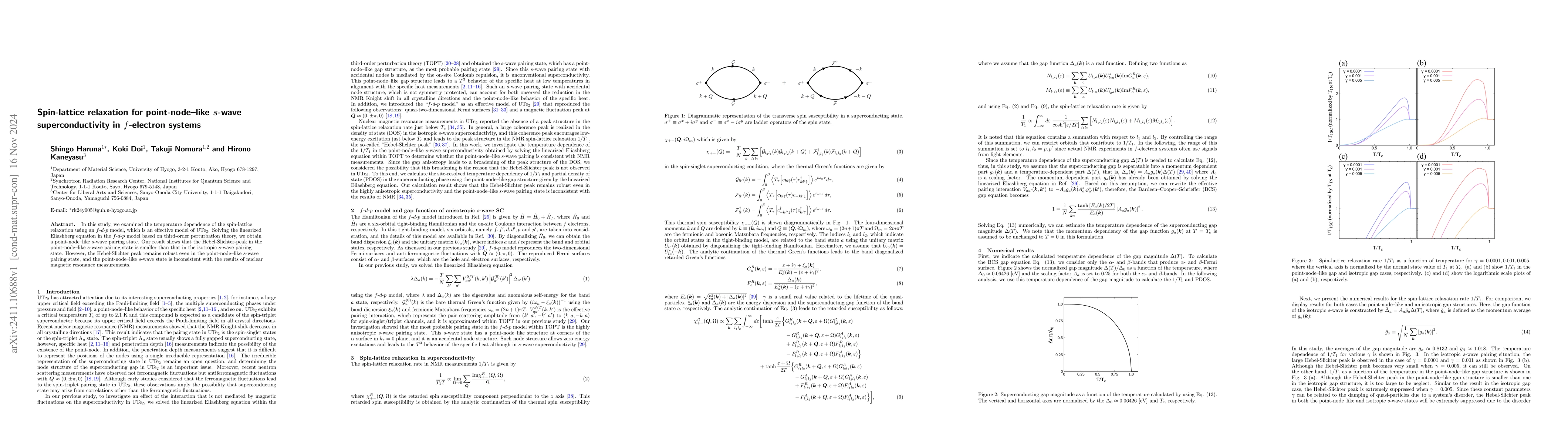 Thumbnail for Spin-lattice relaxation for point-node-like s-wave superconductivity in
  f-electron systems