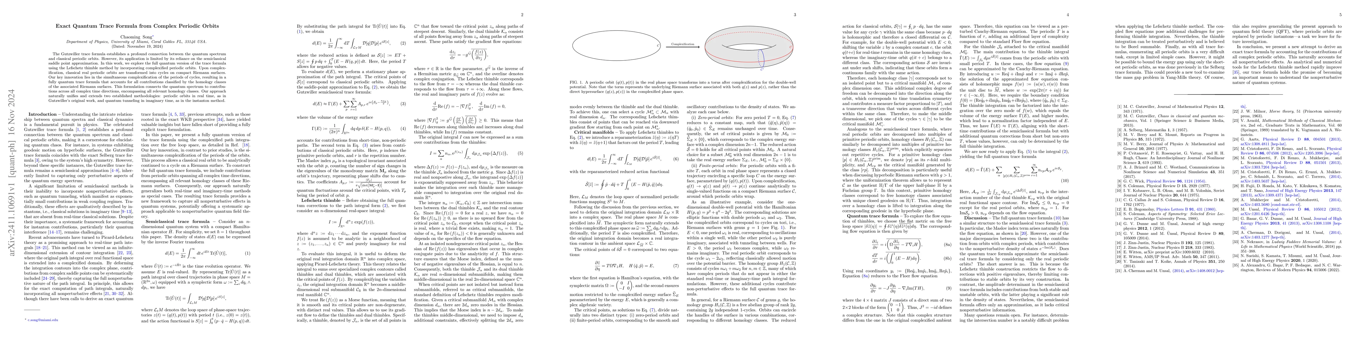 Thumbnail for Exact Quantum Trace Formula from Complex Periodic Orbits