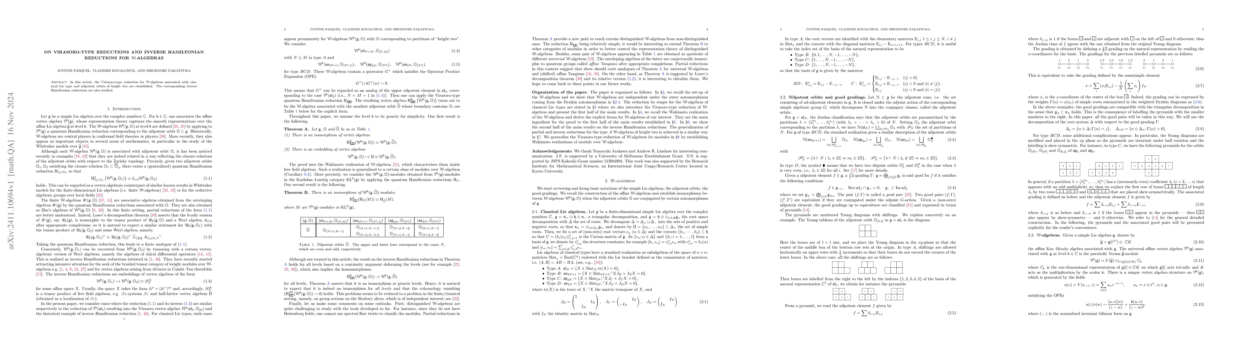 Thumbnail for On Virasoro-type reductions and inverse Hamiltonian reductions for
  W-algebras