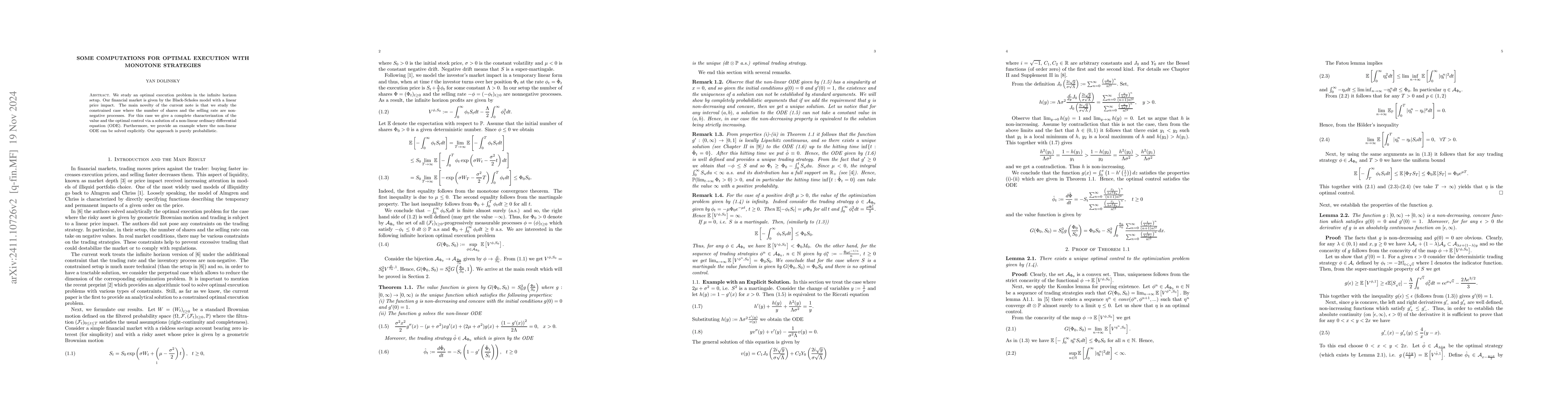 Thumbnail for Some Computations for Optimal Execution with Monotone Strategies