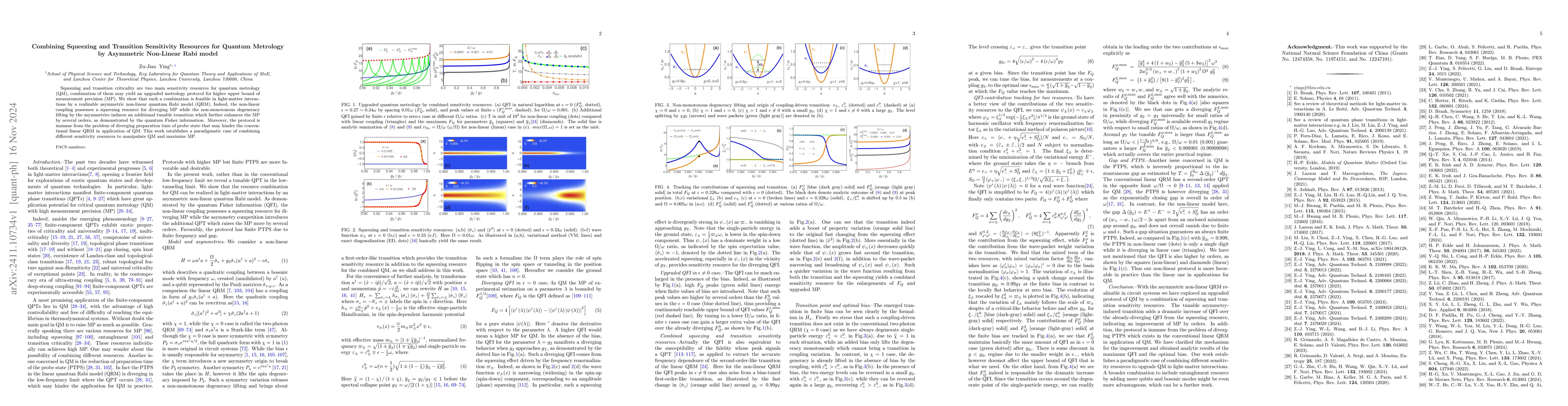 Thumbnail for Combining Squeezing and Transition Sensitivity Resources for Quantum
  Metrology by Asymmetric Non-Linear Rabi model
