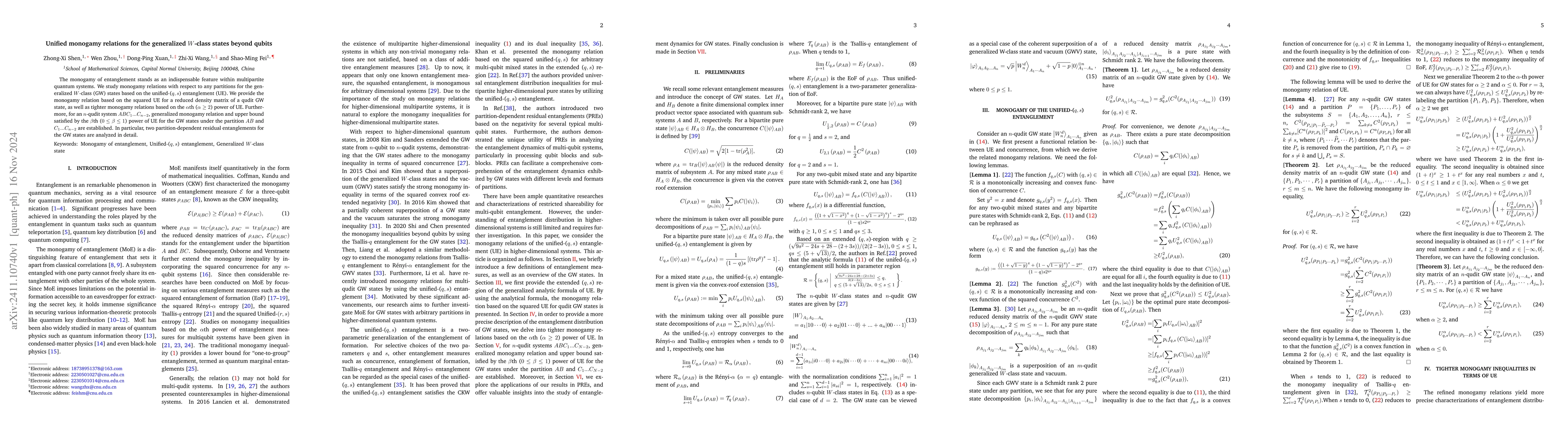 Thumbnail for Unified monogamy relations for the generalized $W$-class states beyond
  qubits