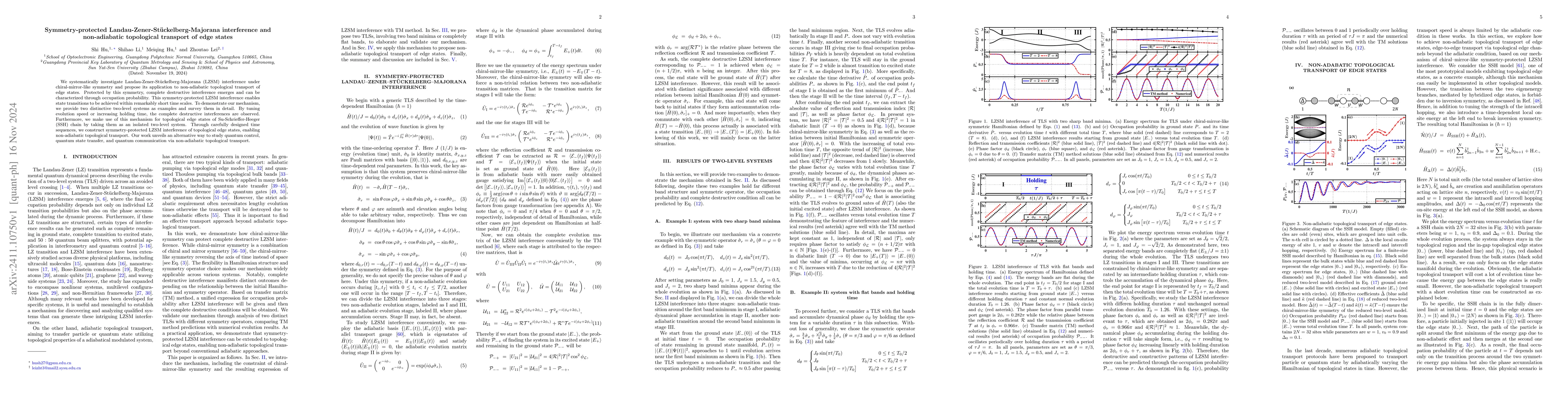 Thumbnail for Symmetry-protected Landau-Zener-Stückelberg-Majorana interference and
  non-adiabatic topological transport of edge states
