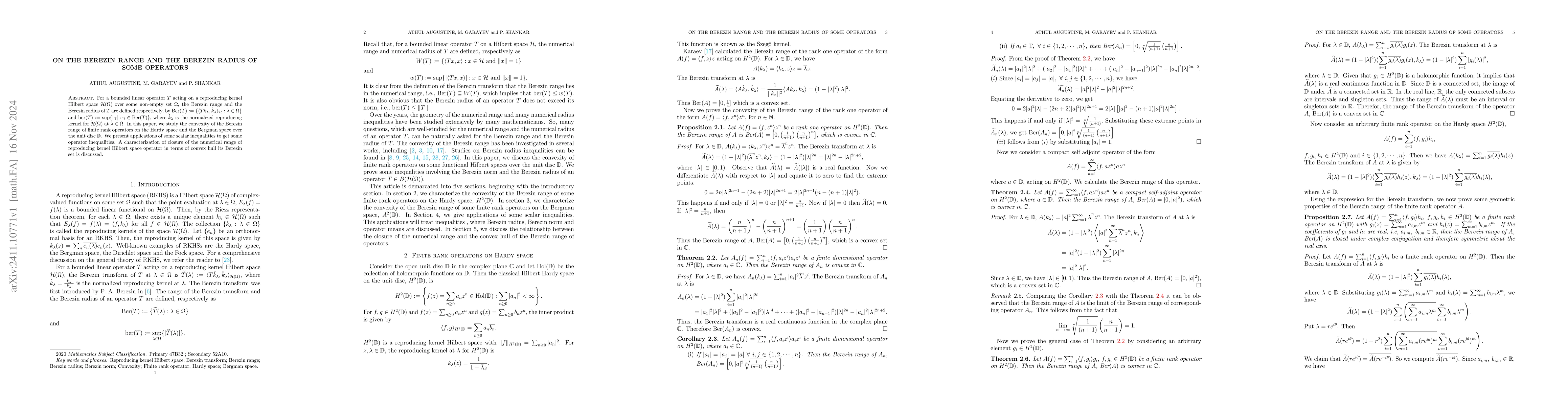 Thumbnail for On the Berezin range and the Berezin radius of some operators