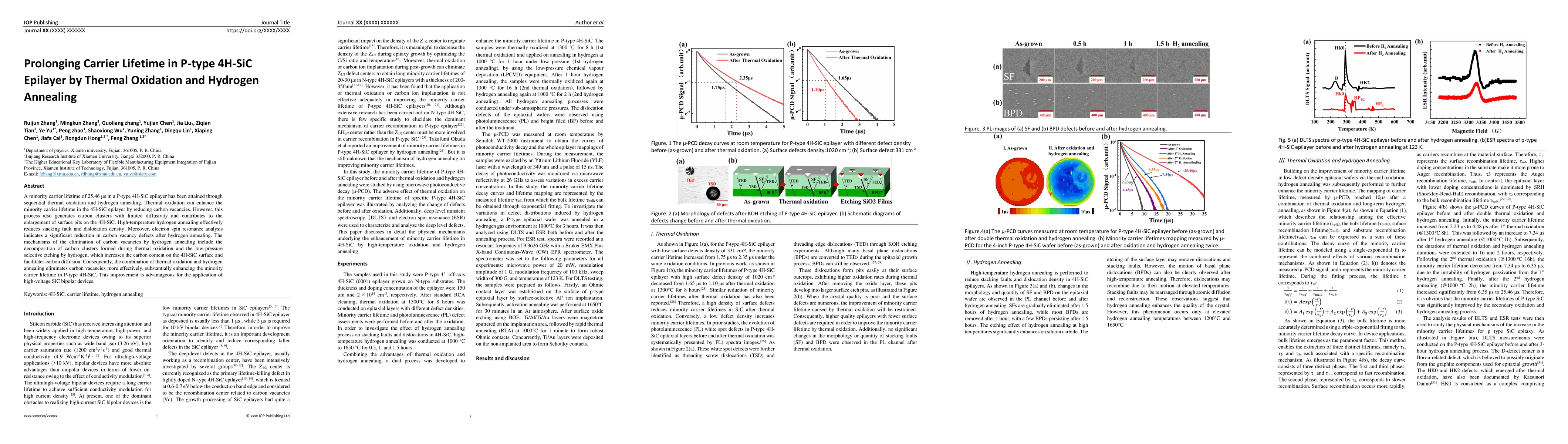 Thumbnail for Prolonging Carrier Lifetime in P-type 4H-SiC Epilayer by Thermal
  Oxidation and Hydrogen Annealing