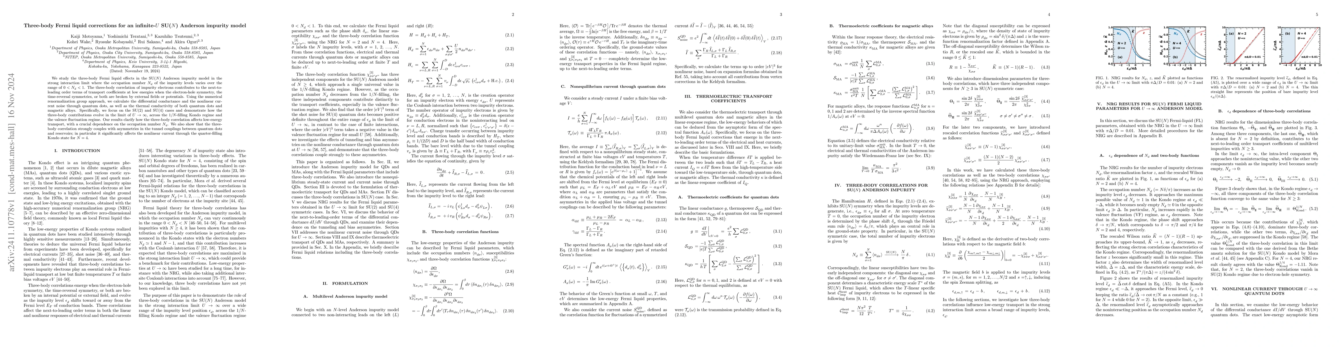 Thumbnail for Three-body Fermi liquid corrections for an infinite-$U$ SU($N$) Anderson
  impurity model
