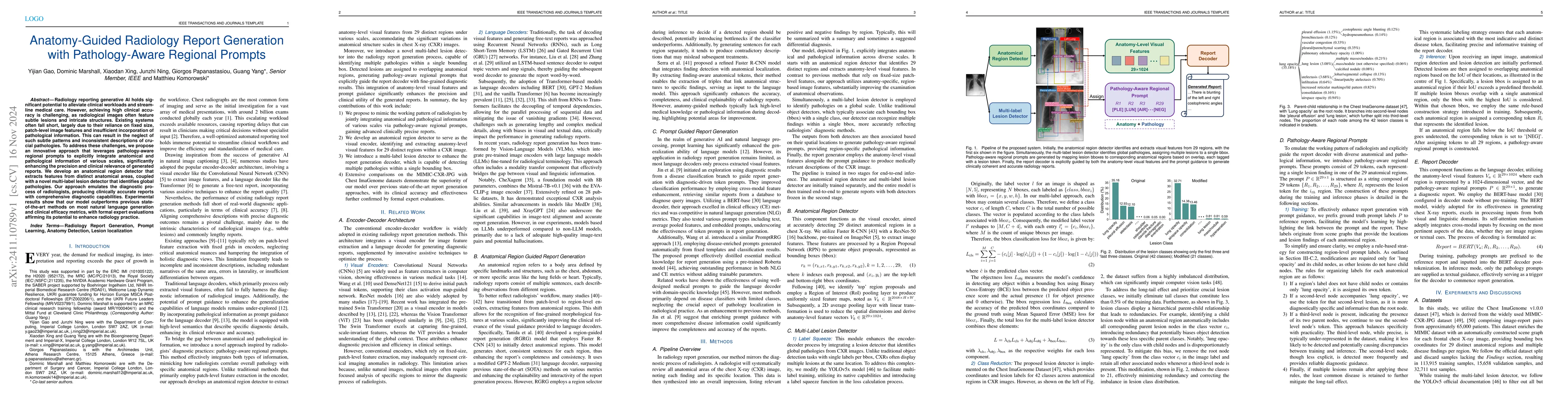 Thumbnail for Anatomy-Guided Radiology Report Generation with Pathology-Aware Regional
  Prompts
