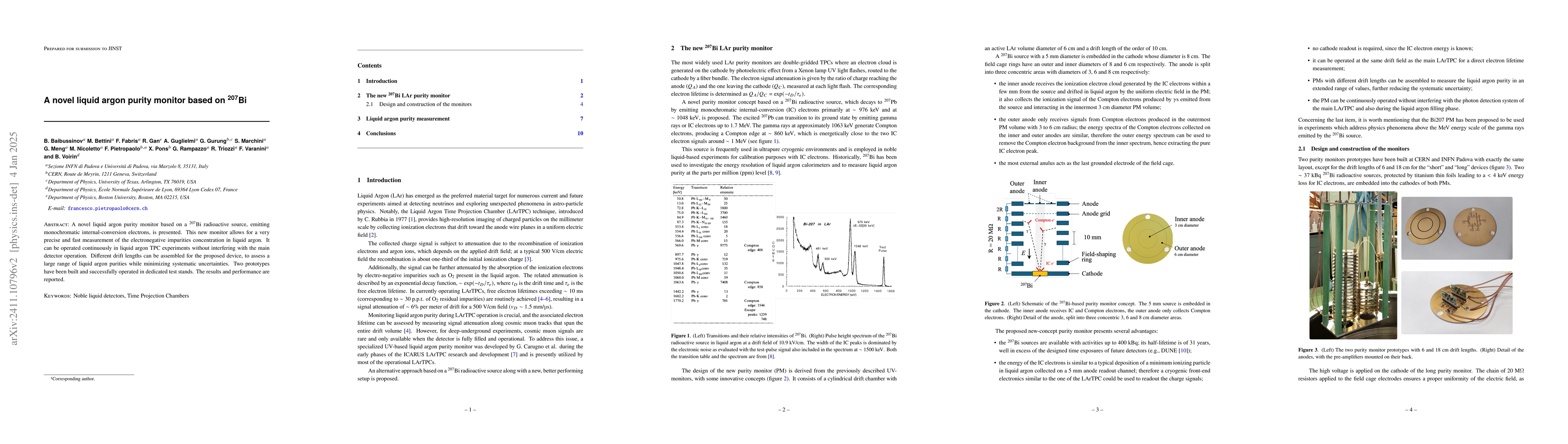 Thumbnail for A novel liquid argon purity monitor based on 207 Bi