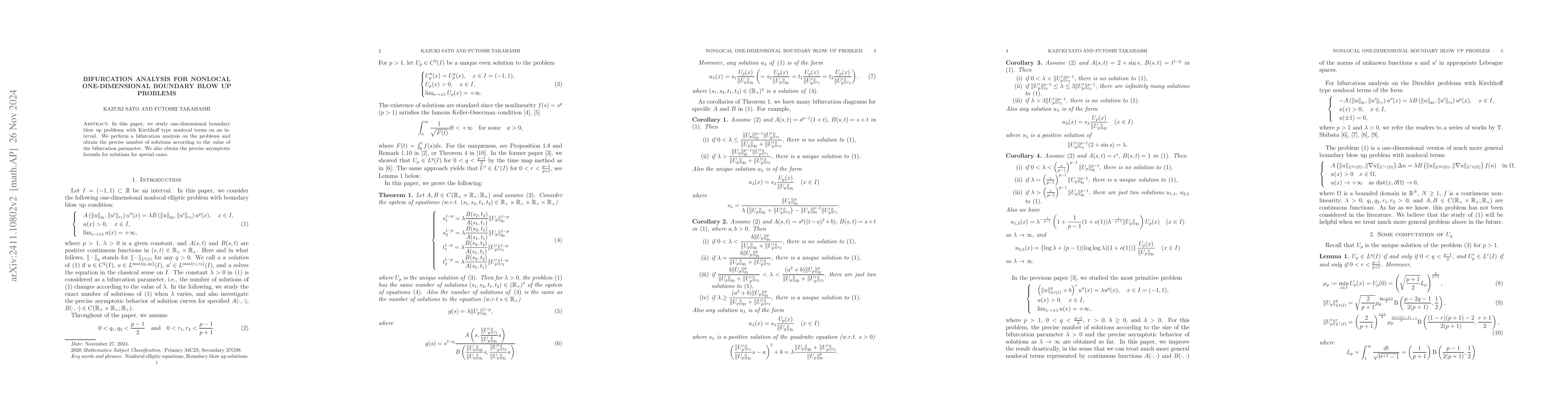 Thumbnail for Bifurcation analysis for nonlocal one-dimensional boundary blow up
  problems