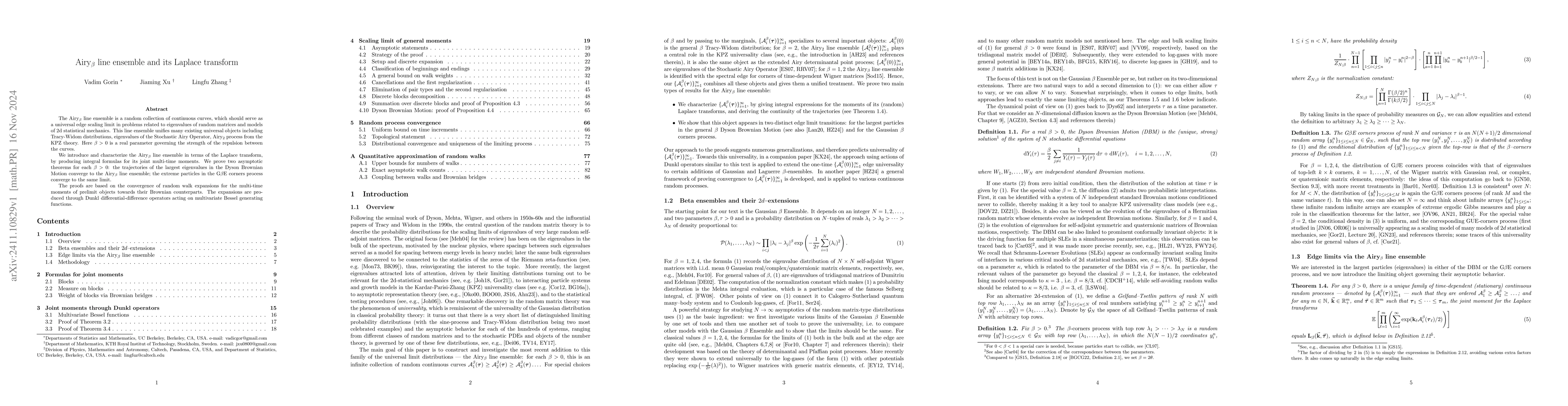 Thumbnail for Airy$_β$ line ensemble and its Laplace transform