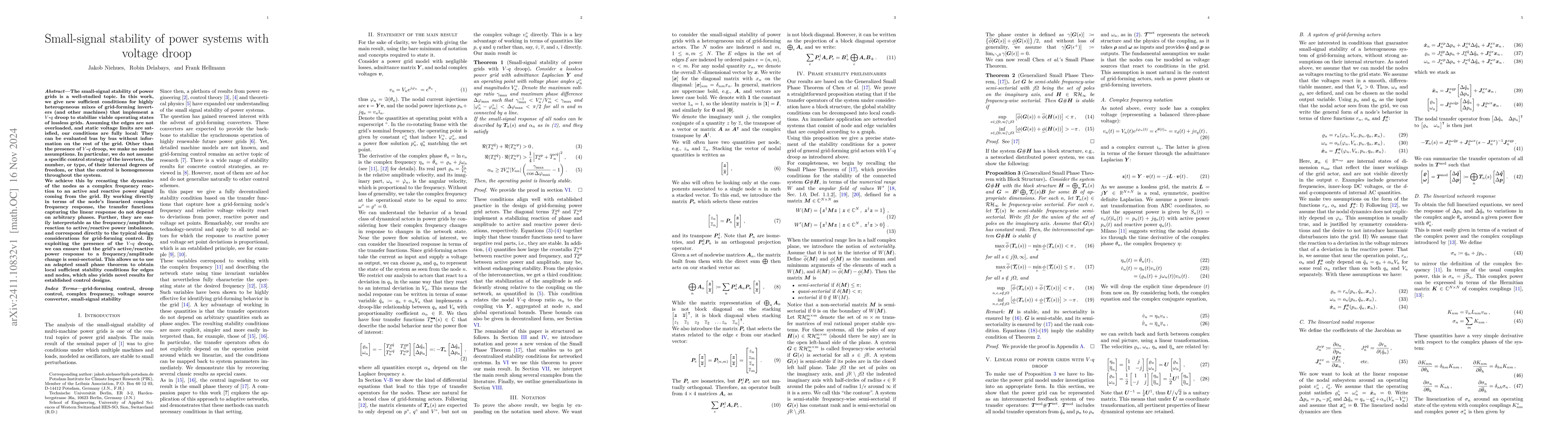 Thumbnail for Small-signal stability of power systems with voltage droop