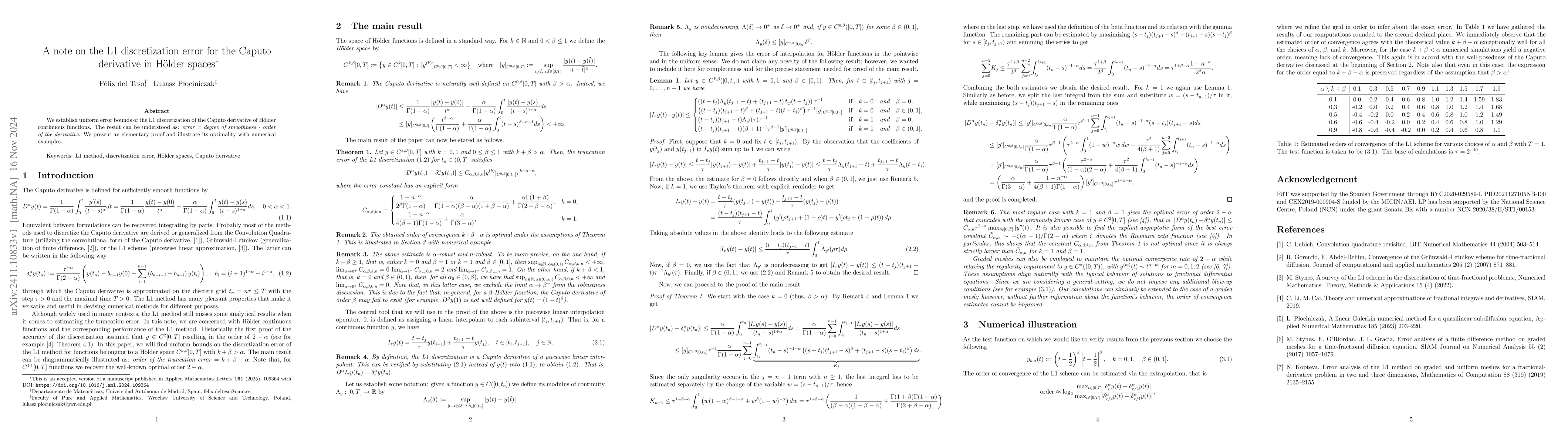 Thumbnail for A note on the L1 discretization error for the Caputo derivative in
  Hölder spaces