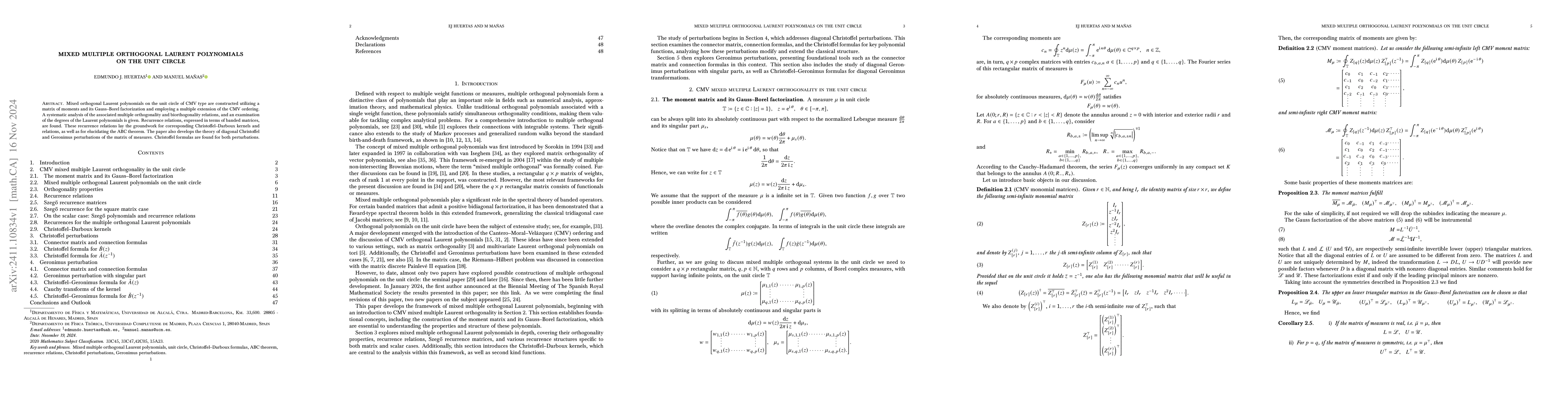 Thumbnail for Mixed Multiple Orthogonal Laurent Polynomials on the Unit Circle