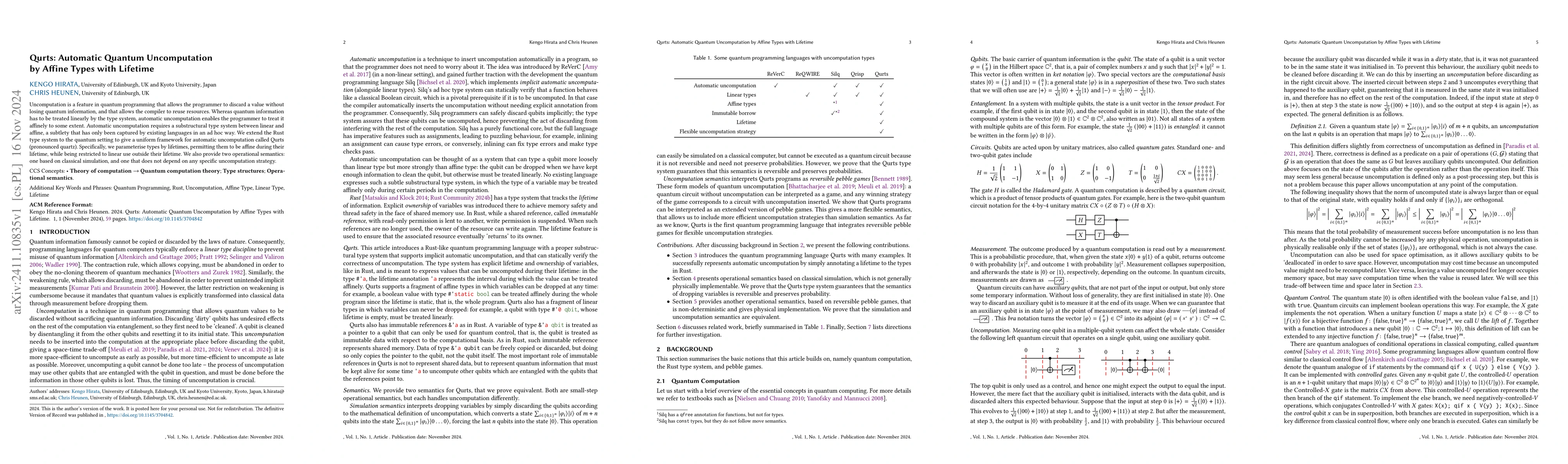 Thumbnail for Qurts: Automatic Quantum Uncomputation by Affine Types with Lifetime