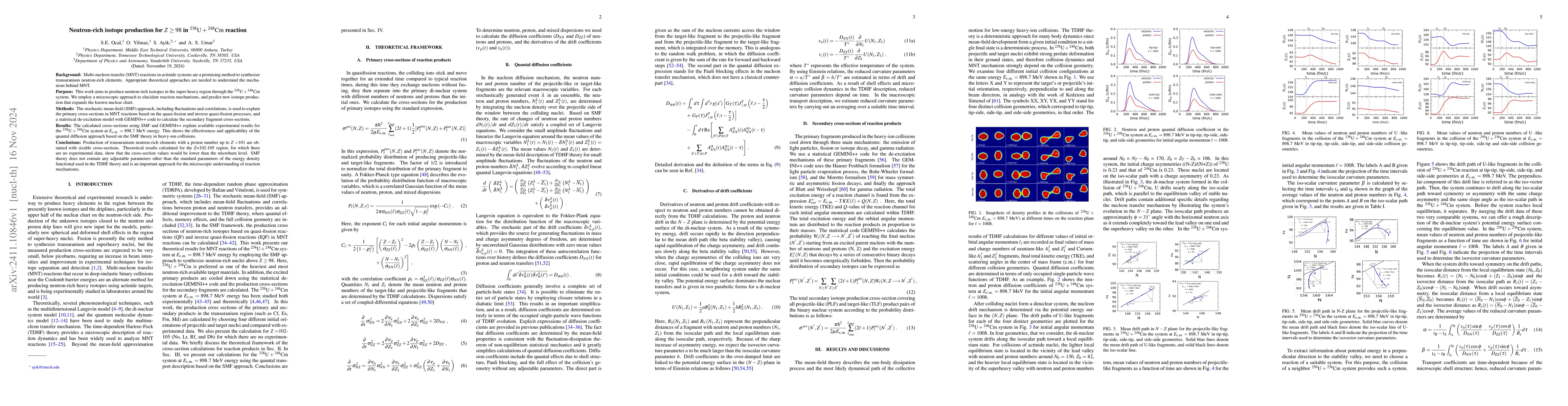 Thumbnail for Neutron-rich isotope production for $Z\geq 98$ in ${}^{238} \mathrm{U}+{
  }^{248} \mathrm{Cm}$ reaction