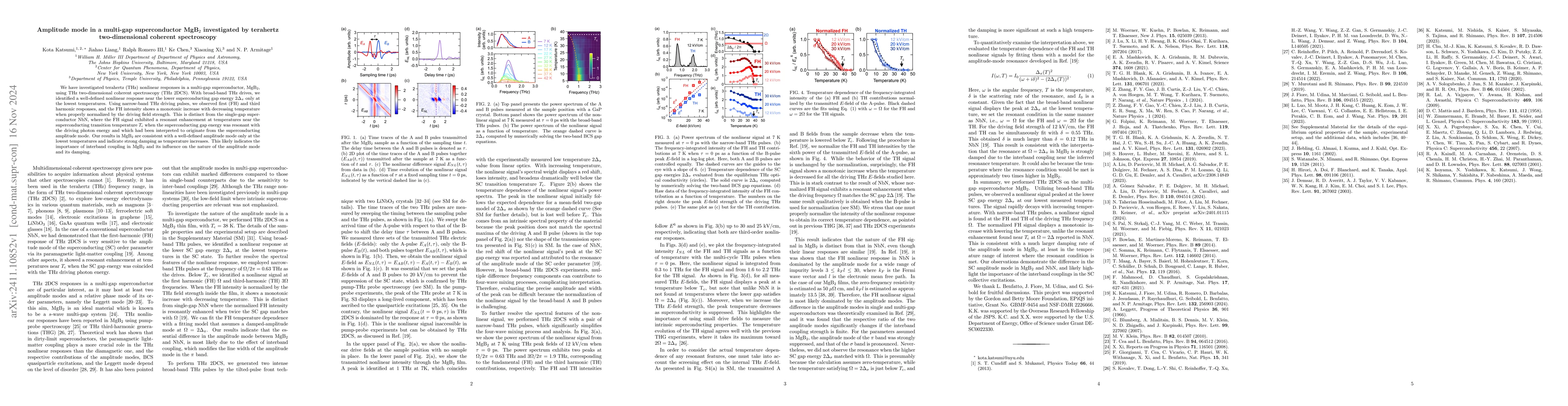 Thumbnail for Amplitude mode in a multi-gap superconductor MgB$_2$ investigated by
  terahertz two-dimensional coherent spectroscopy