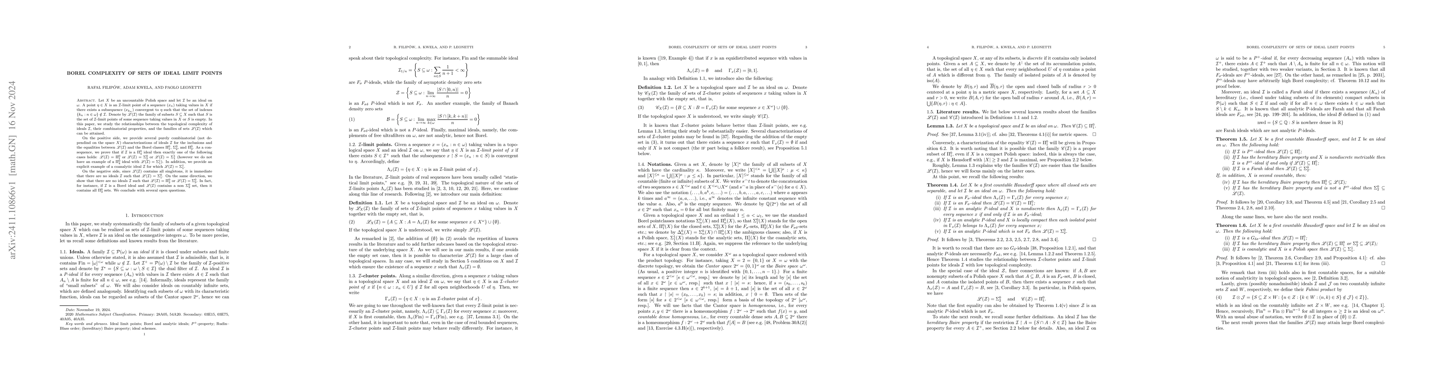 Thumbnail for Borel complexity of sets of ideal limit points