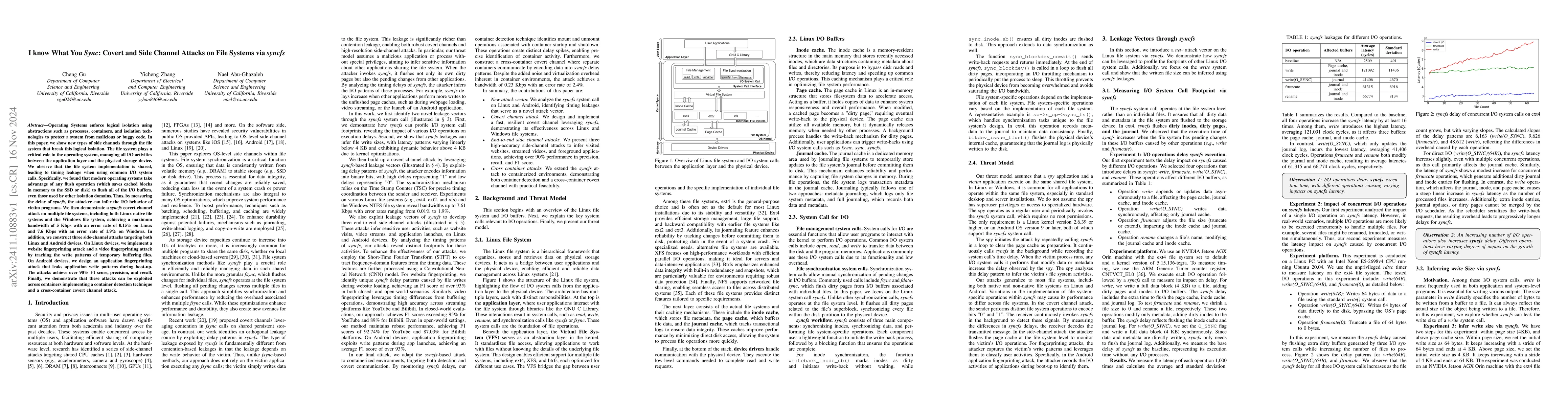 Thumbnail for I Know What You Sync: Covert and Side Channel Attacks on File Systems
  via syncfs