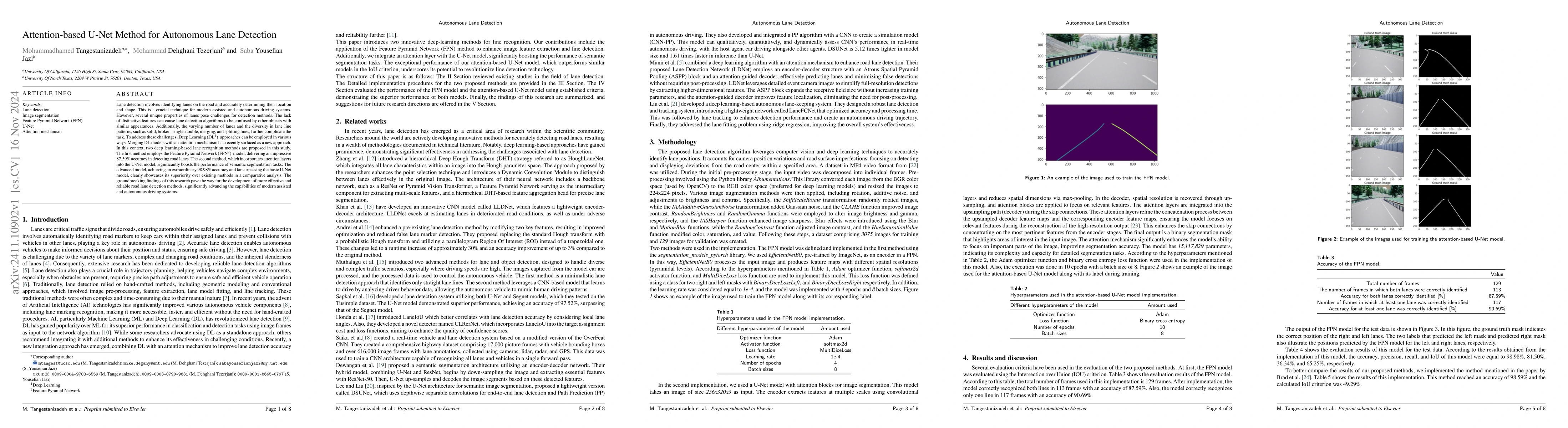 Thumbnail for Attention-based U-Net Method for Autonomous Lane Detection