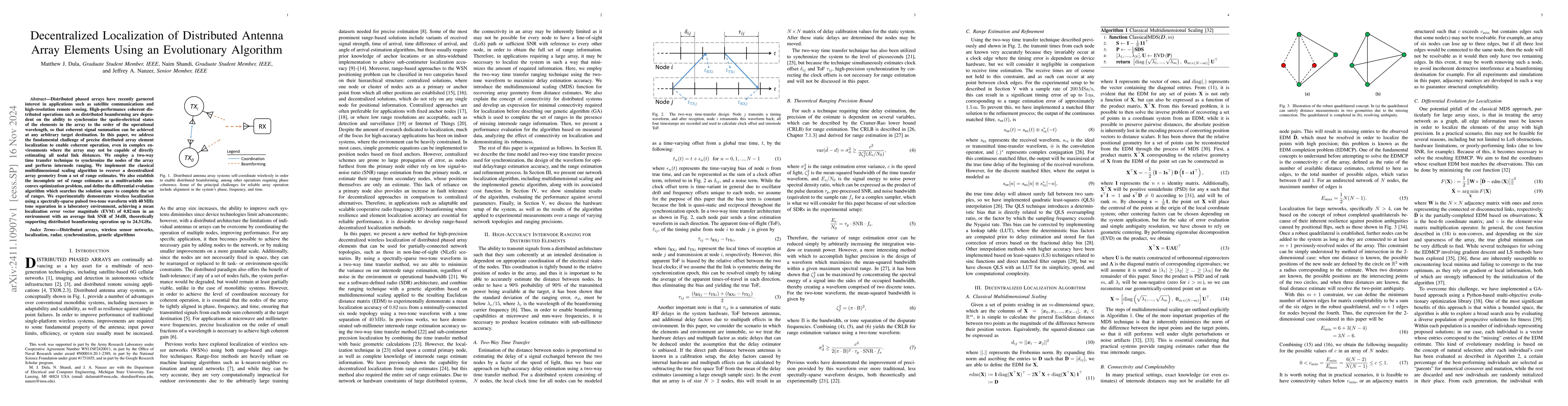 Thumbnail for Decentralized Localization of Distributed Antenna Array Elements Using
  an Evolutionary Algorithm