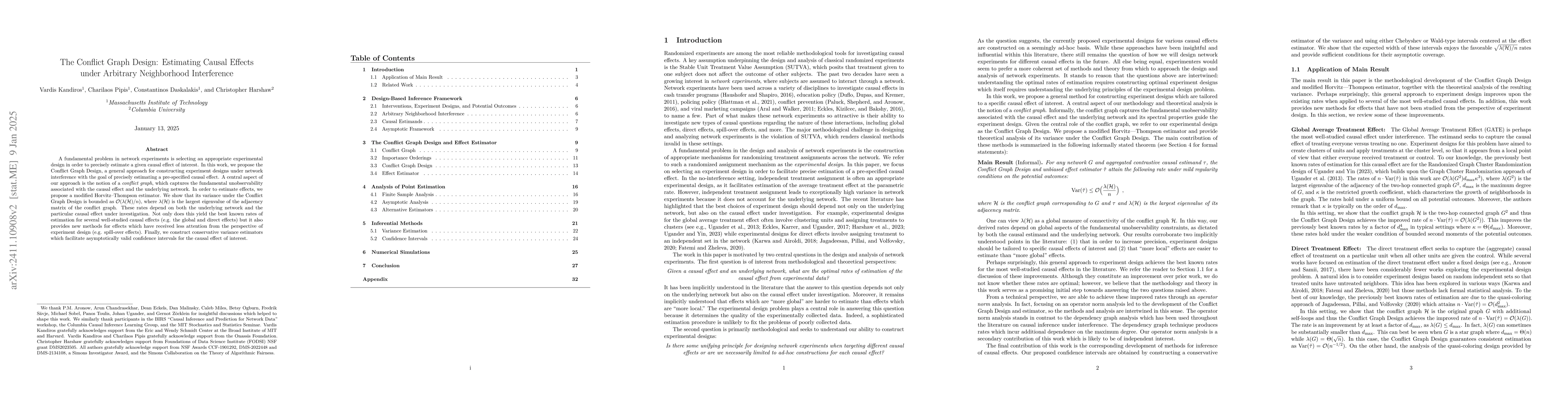 Thumbnail for The Conflict Graph Design: Estimating Causal Effects under Arbitrary
  Neighborhood Interference
