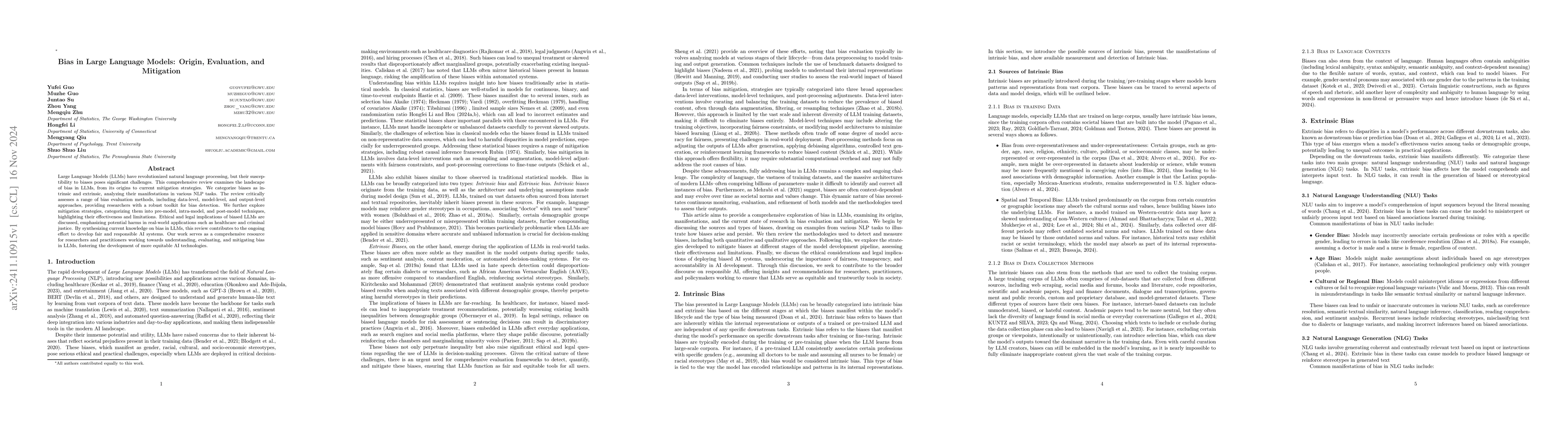 Thumbnail for Bias in Large Language Models: Origin, Evaluation, and Mitigation