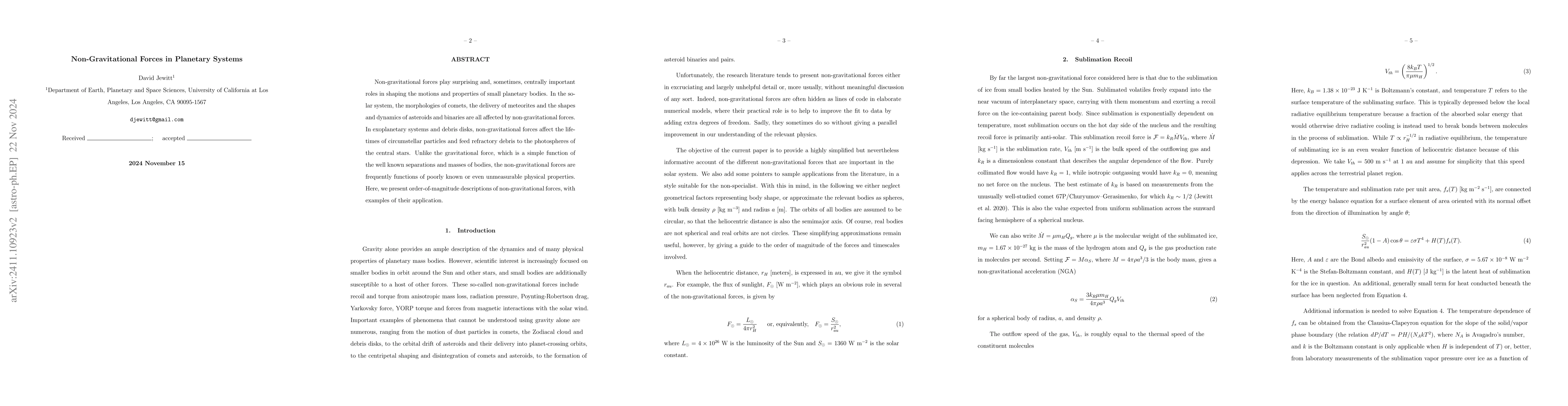 Thumbnail for Non-Gravitational Forces in Planetary Systems