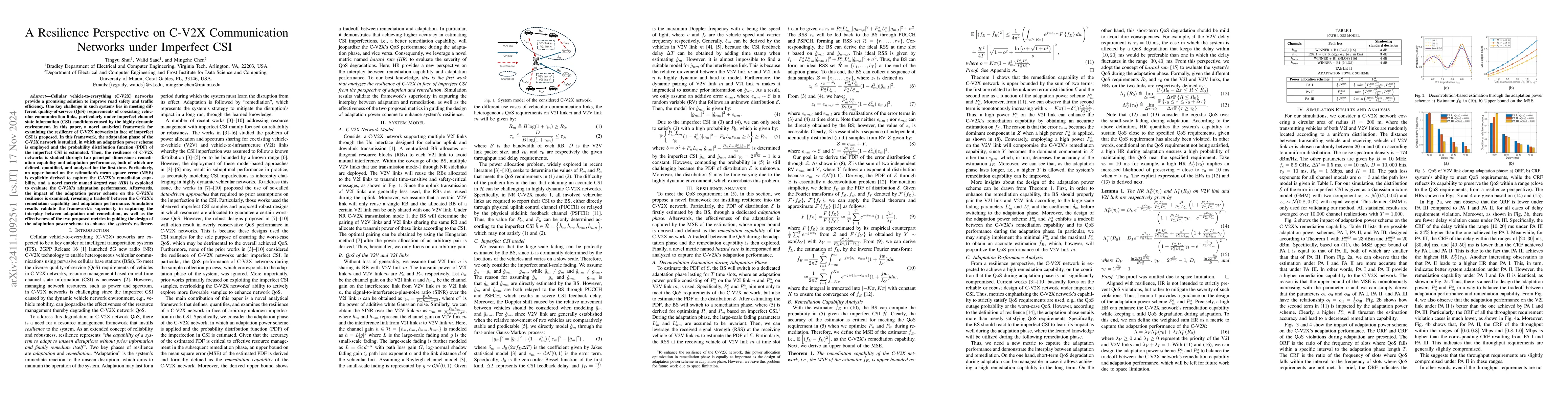 Thumbnail for A Resilience Perspective on C-V2X Communication Networks under Imperfect
  CSI
